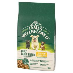James Wellbeloved Adult 10 kg – sucha karma pełnoporcjowa dla dorosłych psów dużych ras >14 miesięcy - 10 lat, bogata w jagnięcinę i ryż